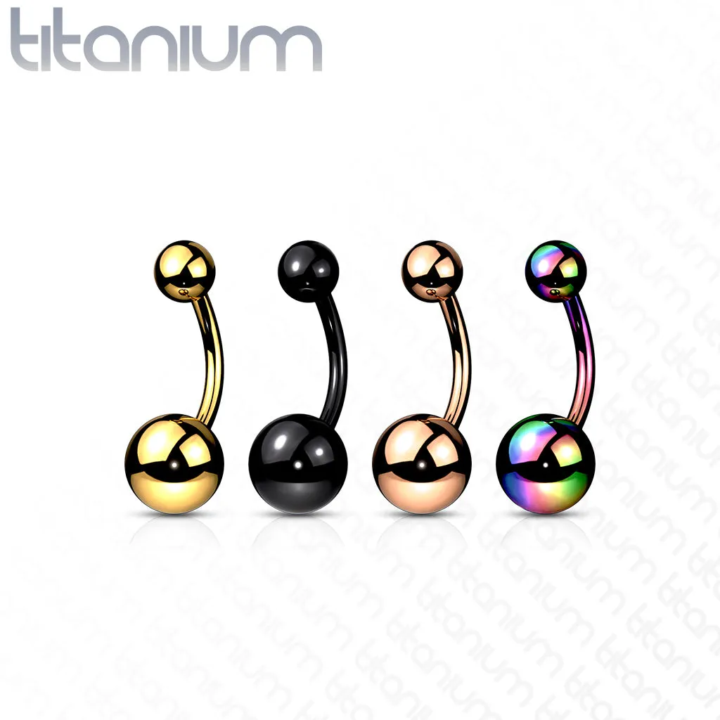 PVD Over Titanium Navel Ring with Plain Balls