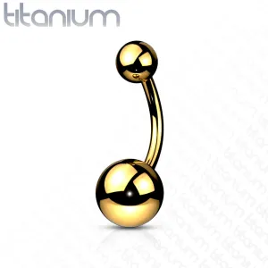 PVD Over Titanium Navel Ring with Plain Balls