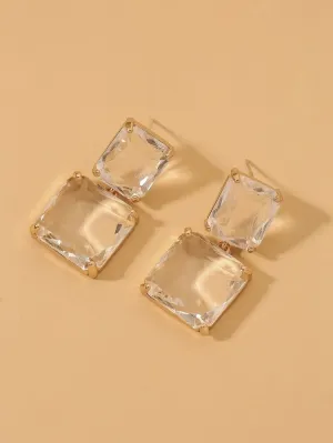 "CRYSTAL" SQUARE DROP EARRINGS