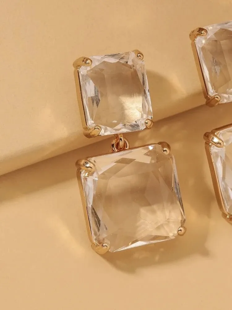 "CRYSTAL" SQUARE DROP EARRINGS