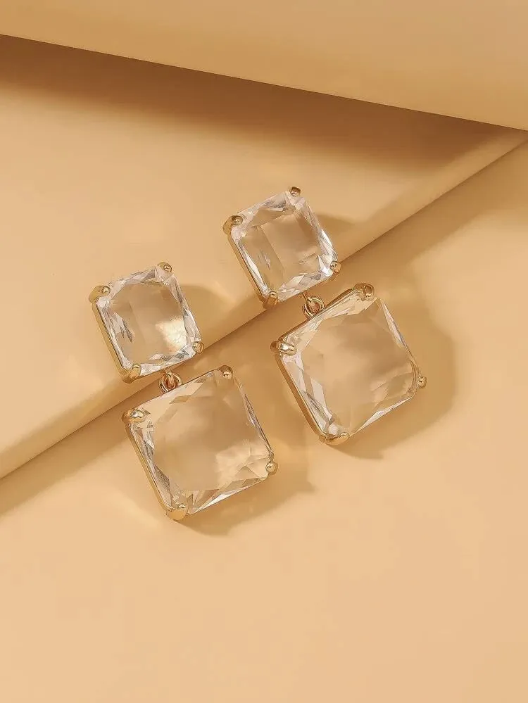 "CRYSTAL" SQUARE DROP EARRINGS