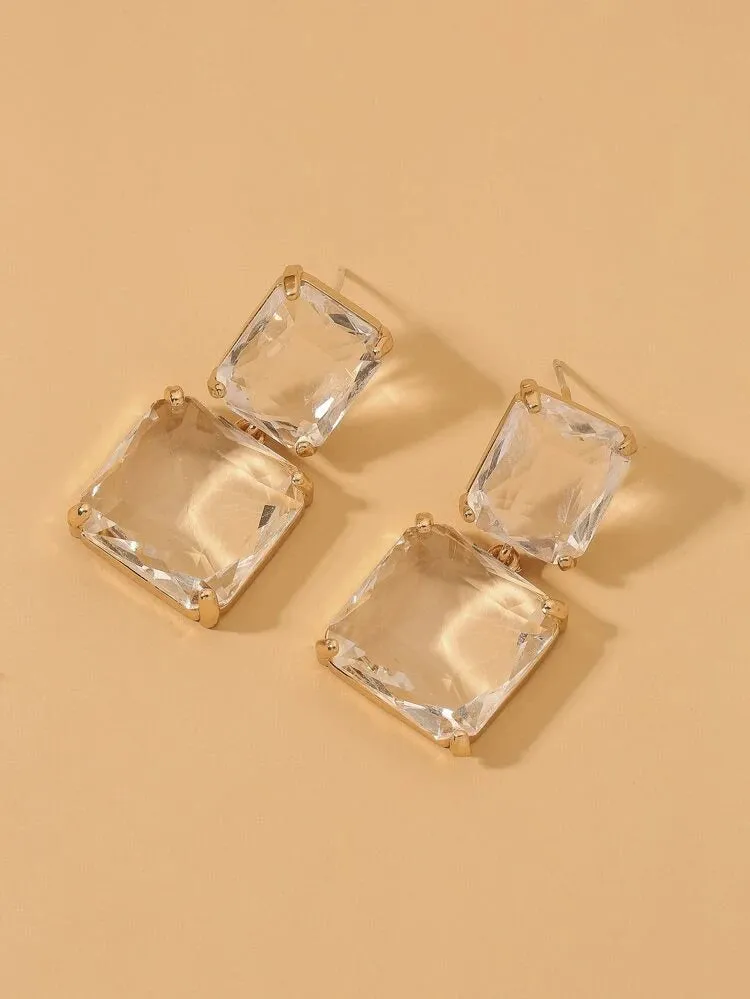 "CRYSTAL" SQUARE DROP EARRINGS