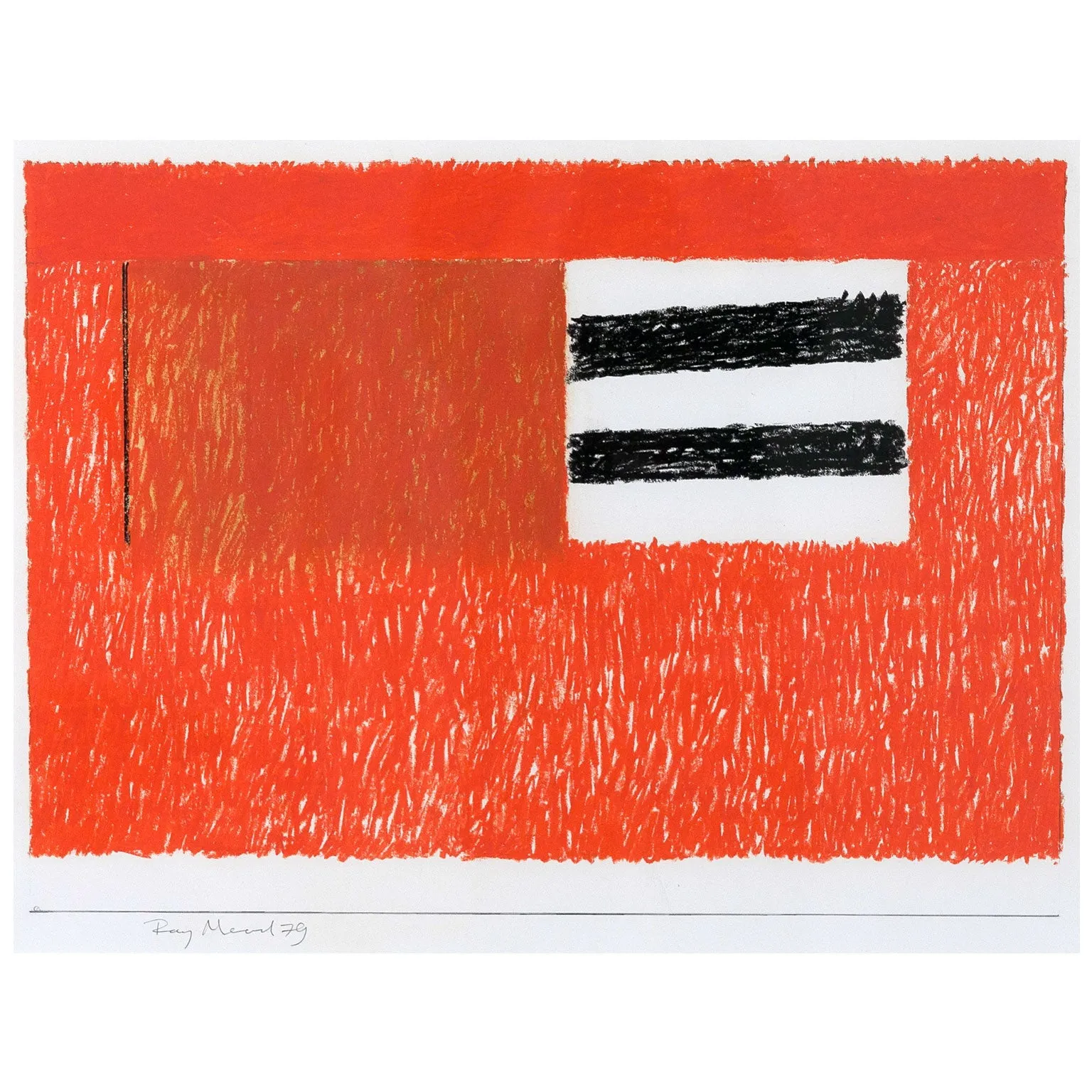 RAY MEAD "UNTITLED (FLAGS)" PASTEL, 1979