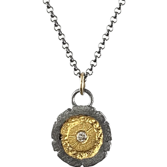 Redwood Slice Pendant - 1/2" - white diamond
