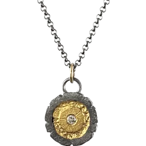 Redwood Slice Pendant - 1/2" - white diamond
