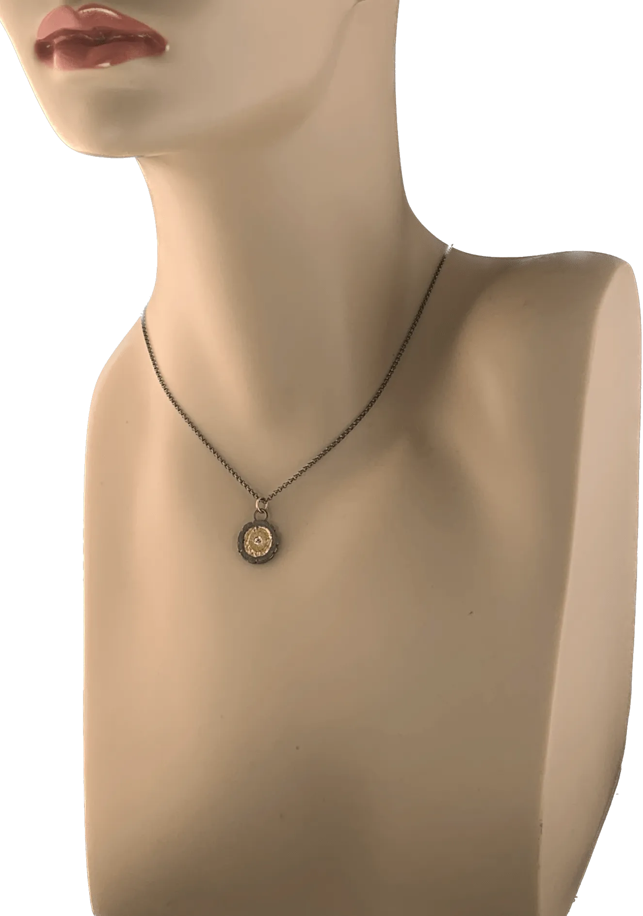 Redwood Slice Pendant - 1/2" - white diamond