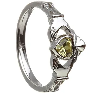 Retired AUGUST Birthstone Silver Claddagh Ring LS-BSRV2-8