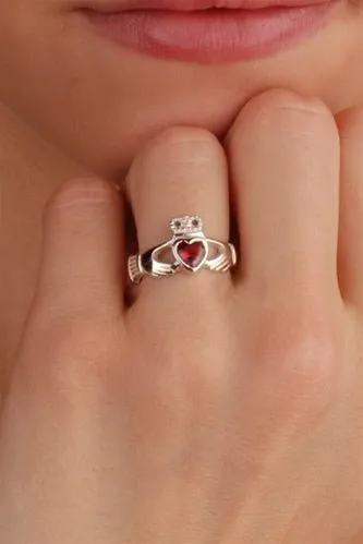 Retired JUNE Birthstone Silver Claddagh Ring LS-BSR-6