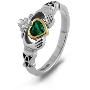 Retired Ladies Silver Claddagh Ring With 10K Gold Heart LS-BCLAD106-Mix