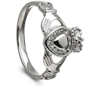 Retired Ladies Silver Claddagh Ring with CZ Stones LS-CLAD30D