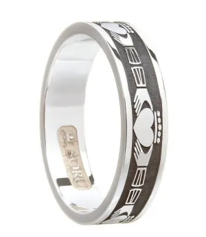 Retired Ladies Sterling Silver Oxidised Claddagh Wedding Ring - LS-WED1-O