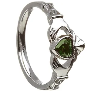 Retired MAY Birthstone Silver Claddagh Ring LS-BSRV2-5