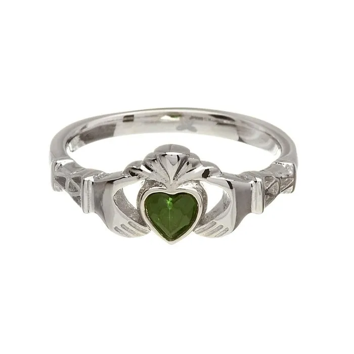 Retired MAY Birthstone Silver Claddagh Ring LS-BSRV2-5