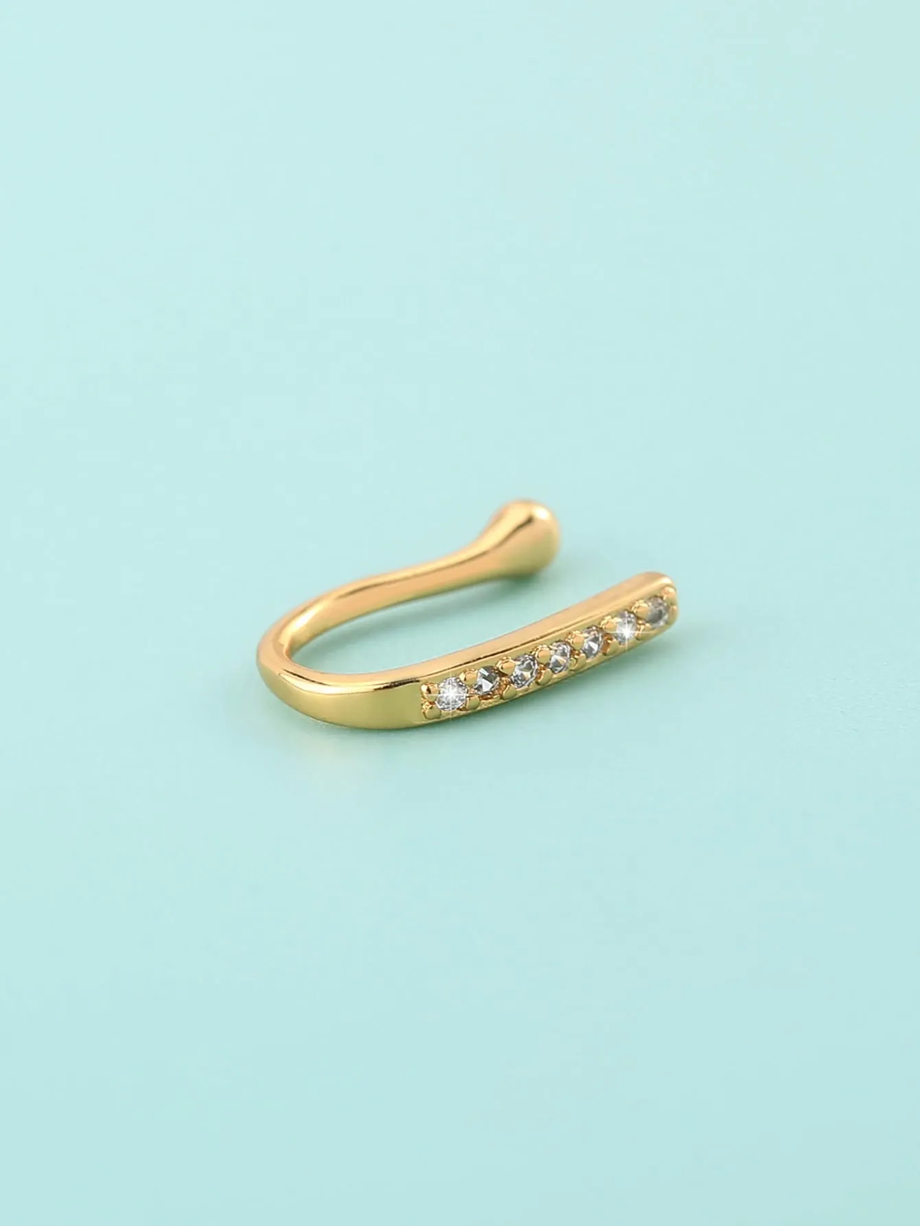 Rhinestone Decor Nose Stud - Gold