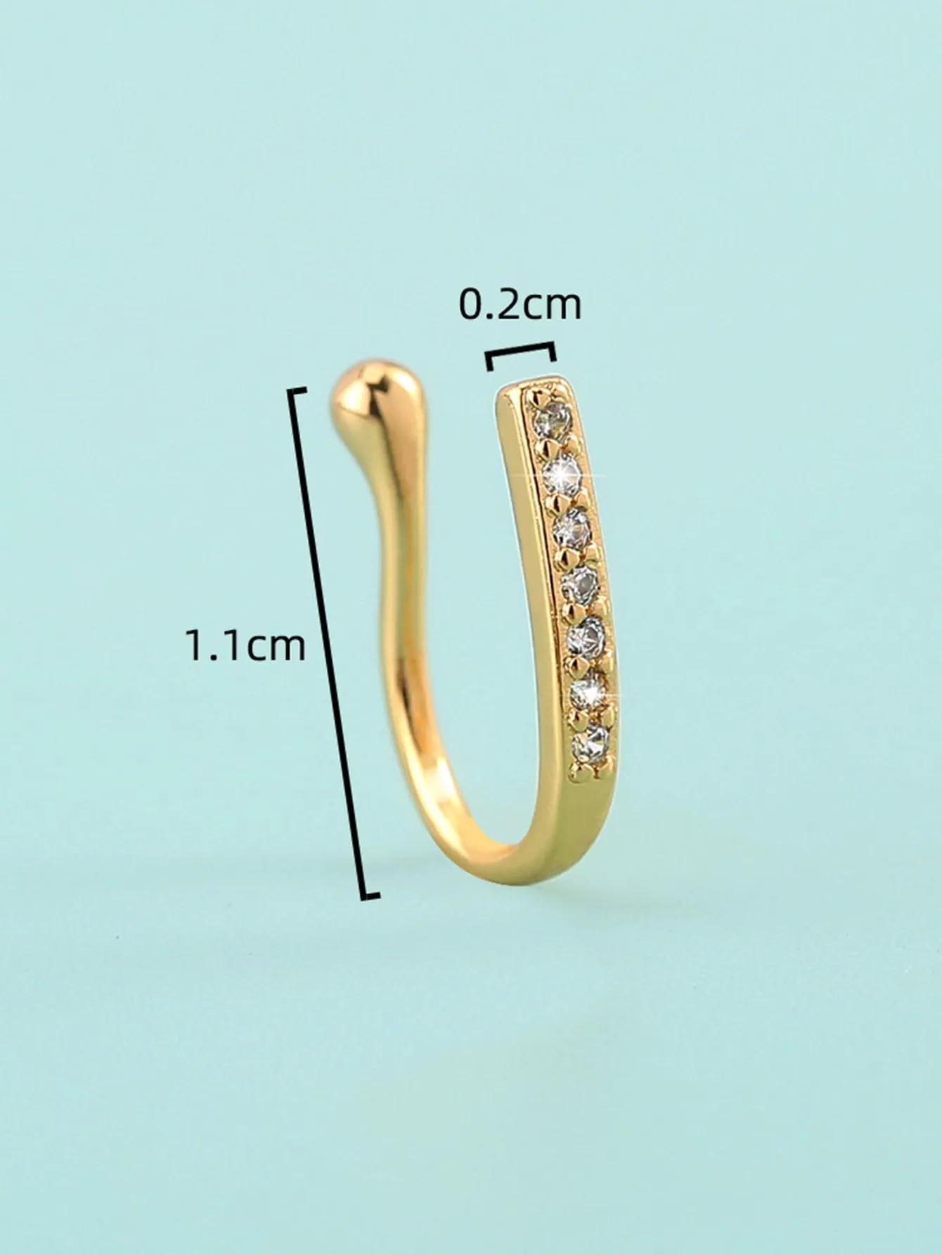 Rhinestone Decor Nose Stud - Gold