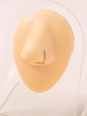 Rhinestone Decor Nose Stud - Gold