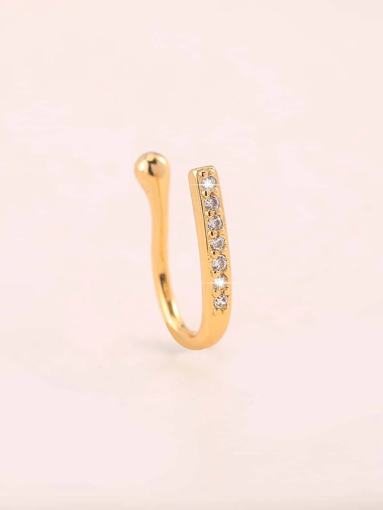 Rhinestone Decor Nose Stud - Gold