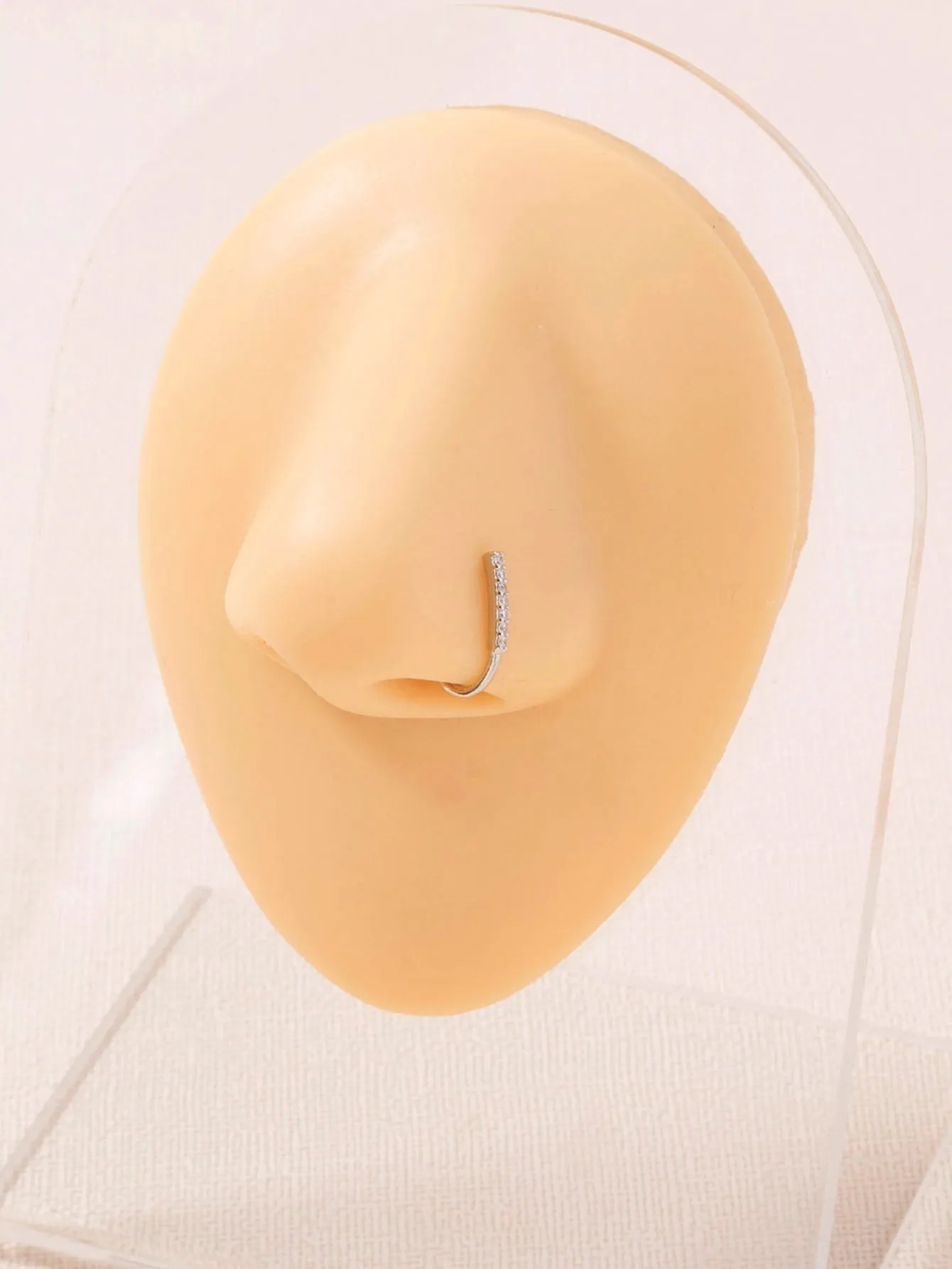 Rhinestone Decor Nose Stud - Gold