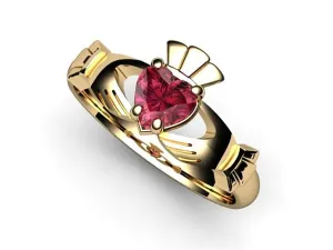 Rhodolite Garnet Gold Claddagh Ring <font color="#FF0000"> IN STOCK!  Ships in 48 Hours!</font>