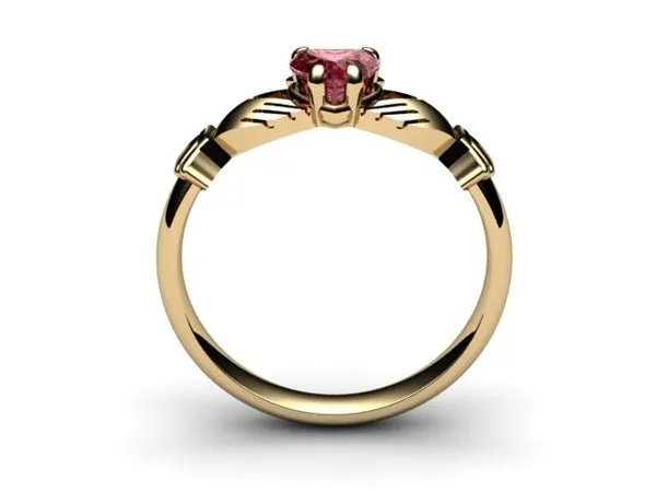Rhodolite Garnet Gold Claddagh Ring <font color="#FF0000"> IN STOCK!  Ships in 48 Hours!</font>