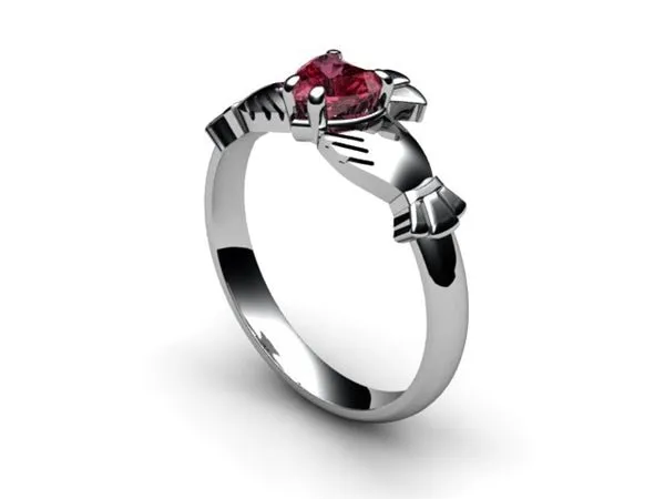 Rhodolite Garnet PLATINUM Claddagh Ring