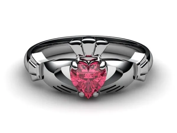 Rhodolite Garnet PLATINUM Claddagh Ring