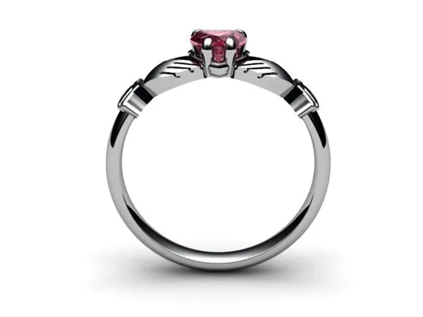 Rhodolite Garnet PLATINUM Claddagh Ring