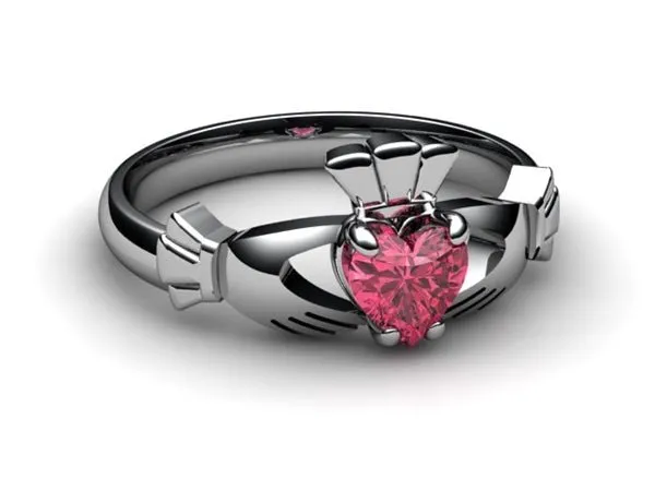 Rhodolite Garnet PLATINUM Claddagh Ring