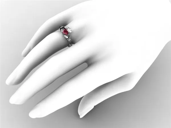 Rhodolite Garnet PLATINUM Claddagh Ring