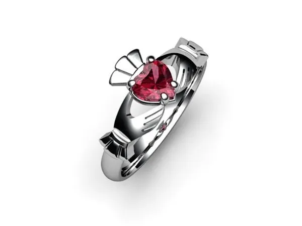 Rhodolite Garnet PLATINUM Claddagh Ring