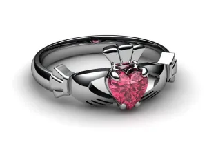 Rhodolite Garnet PLATINUM Claddagh Ring