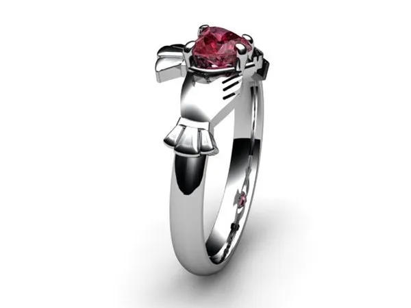 Rhodolite Garnet PLATINUM Claddagh Ring