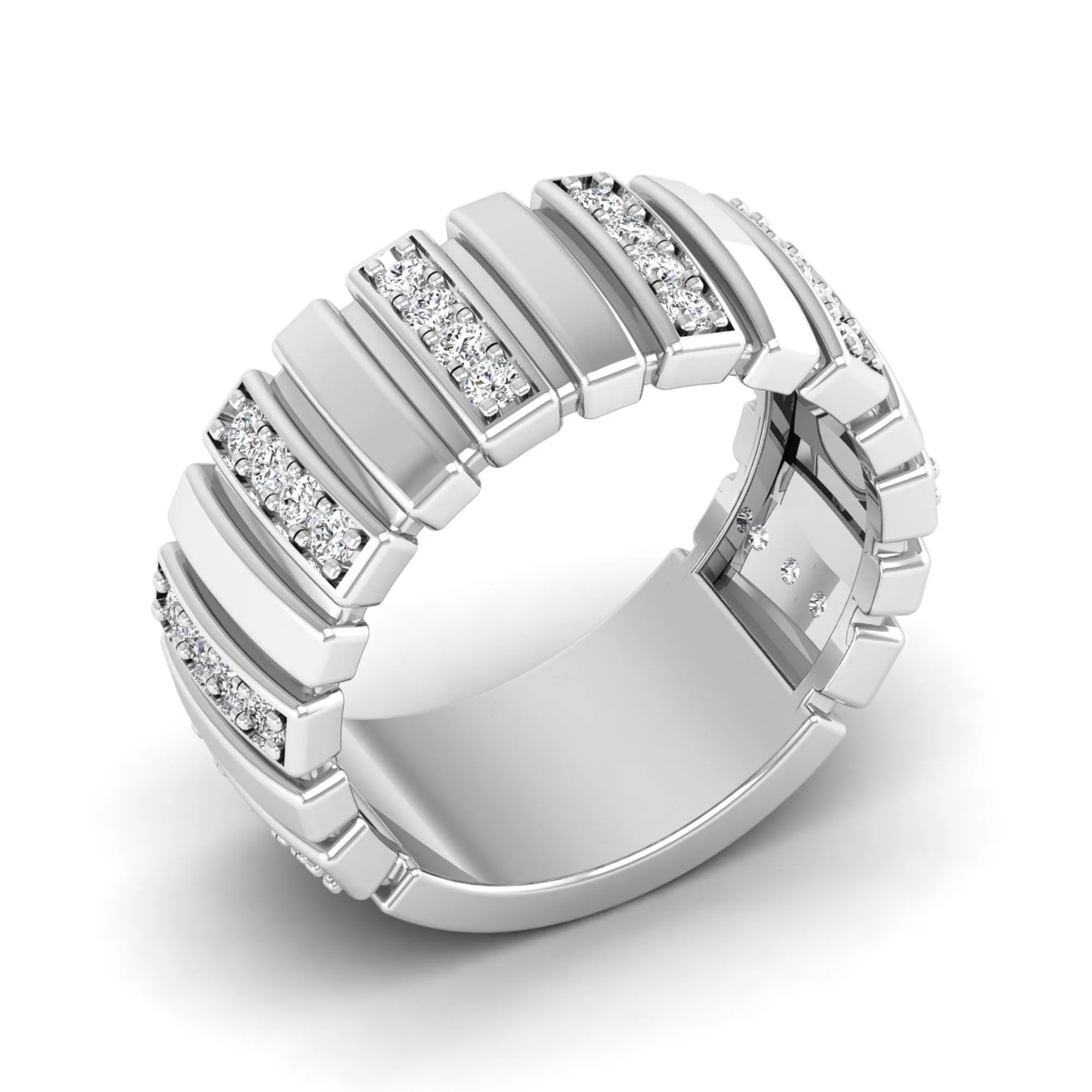 Ribbed Diamond Ring