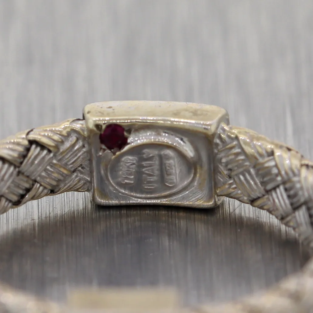 Roberto Coin 18k White Gold Diamond Primavera Woven Band Ring