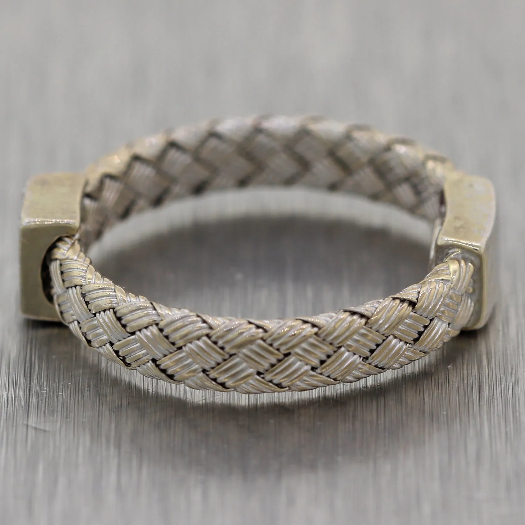 Roberto Coin 18k White Gold Diamond Primavera Woven Band Ring