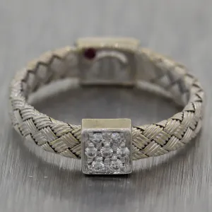 Roberto Coin 18k White Gold Diamond Primavera Woven Band Ring