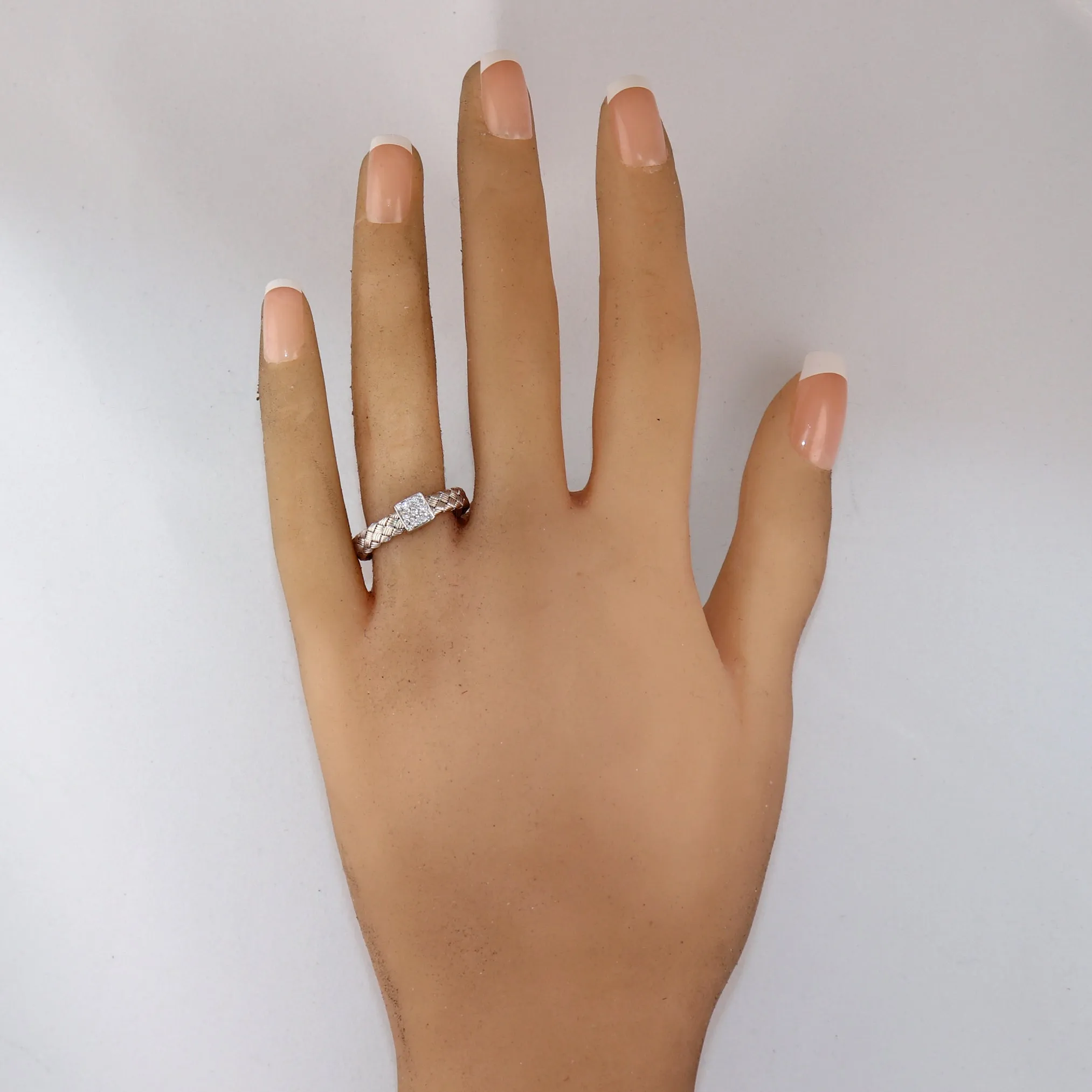 Roberto Coin 18k White Gold Diamond Primavera Woven Band Ring