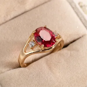 Rose Crystal & Cubic Zirconia Oval Ring