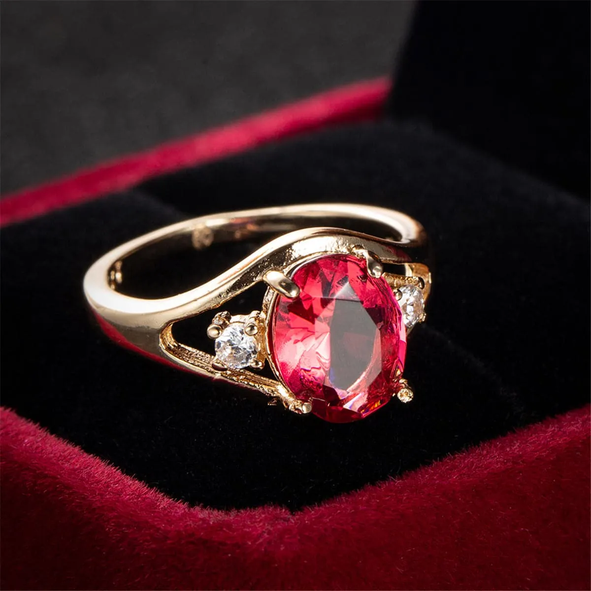 Rose Crystal & Cubic Zirconia Oval Ring