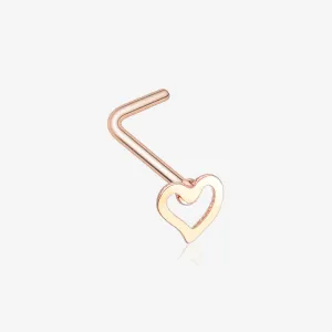 Rose Gold Dainty Heart Icon L-Shaped Nose Ring