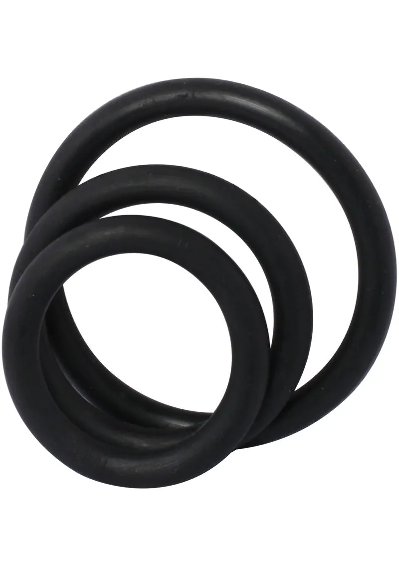 Rubber Cock Ring Black 3 Piece