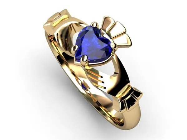 SAPPHIRE 14K Gold Claddagh Ring <font color="#FF0000"> IN STOCK!  Ships in 48 Hours!</font>