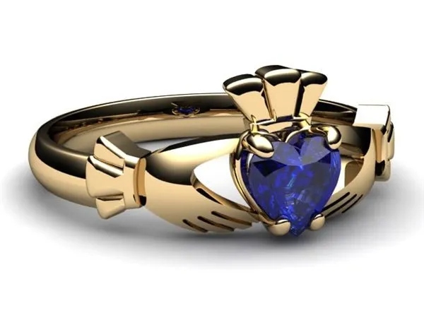 SAPPHIRE 14K Gold Claddagh Ring <font color="#FF0000"> IN STOCK!  Ships in 48 Hours!</font>