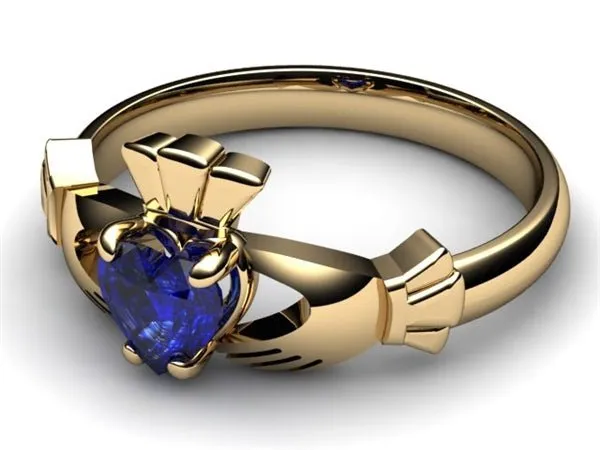 SAPPHIRE 14K Gold Claddagh Ring <font color="#FF0000"> IN STOCK!  Ships in 48 Hours!</font>