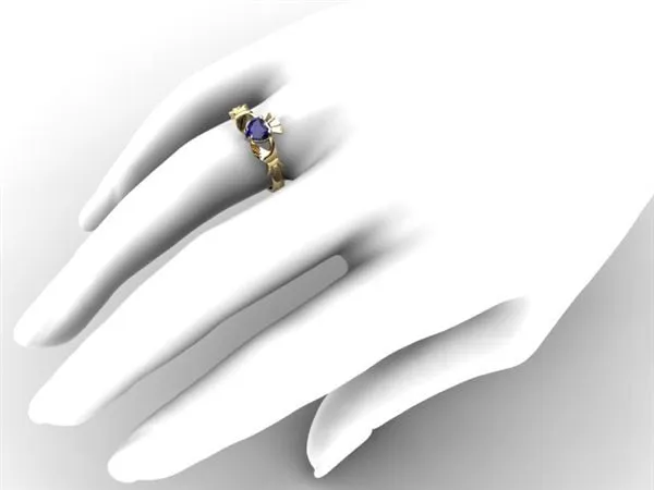 SAPPHIRE 14K Gold Claddagh Ring <font color="#FF0000"> IN STOCK!  Ships in 48 Hours!</font>