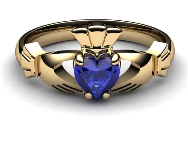 SAPPHIRE 14K Gold Claddagh Ring <font color="#FF0000"> IN STOCK!  Ships in 48 Hours!</font>