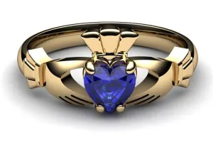 SAPPHIRE 14K Gold Claddagh Ring <font color="#FF0000"> IN STOCK!  Ships in 48 Hours!</font>