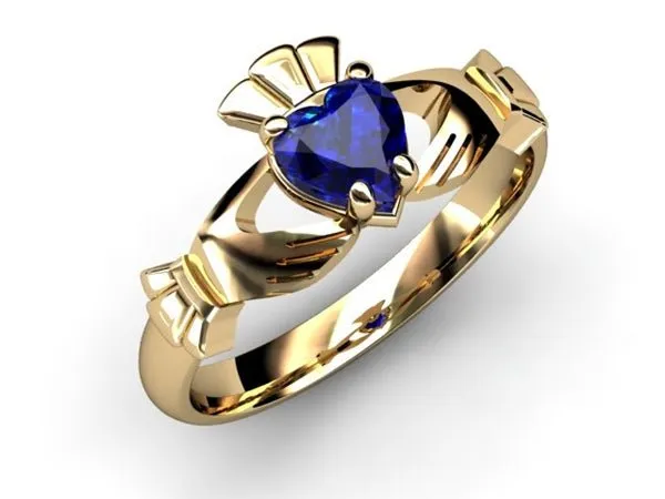 SAPPHIRE 14K Gold Claddagh Ring <font color="#FF0000"> IN STOCK!  Ships in 48 Hours!</font>