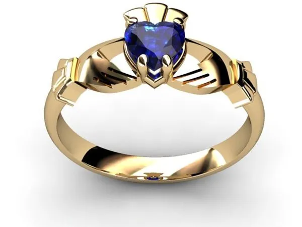 SAPPHIRE 14K Gold Claddagh Ring <font color="#FF0000"> IN STOCK!  Ships in 48 Hours!</font>