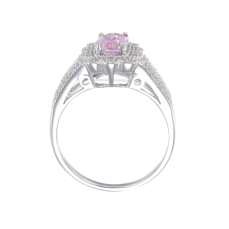Scalloped Halo Pink Ring